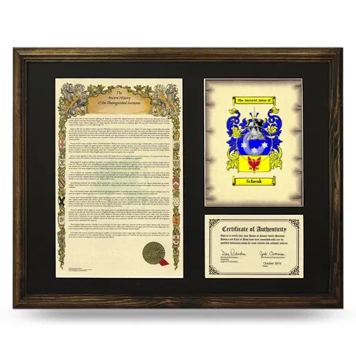 Schenk Framed Surname History and Coat of Arms - Brown