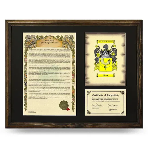 Share Framed Surname History and Coat of Arms - Brown