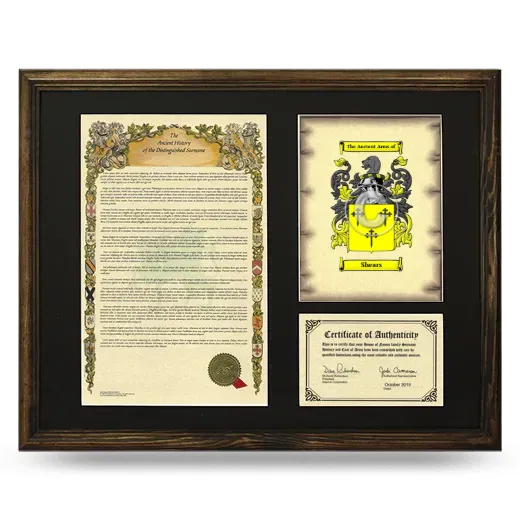 Shears Framed Surname History and Coat of Arms - Brown