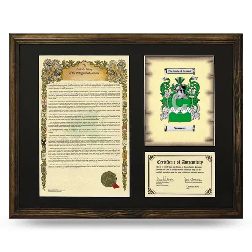 Somers Framed Surname History and Coat of Arms - Brown