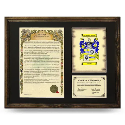 Stuart Framed Surname History and Coat of Arms - Brown