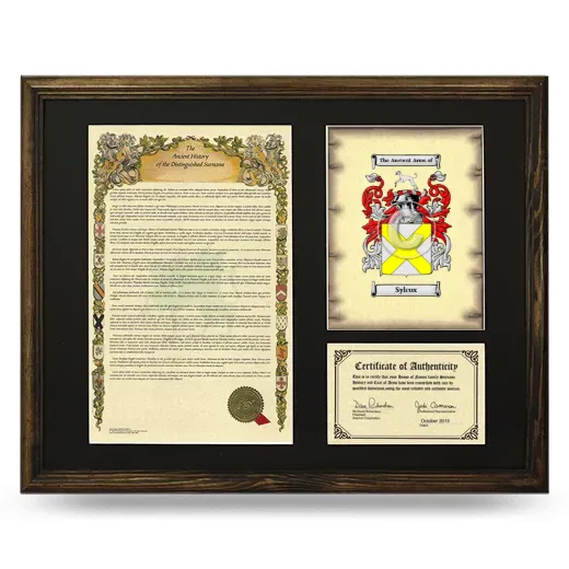 Sylcox Framed Surname History and Coat of Arms - Brown
