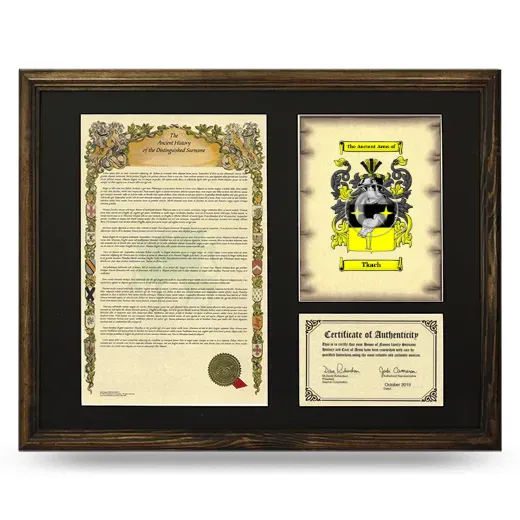 Tkach Framed Surname History and Coat of Arms - Brown