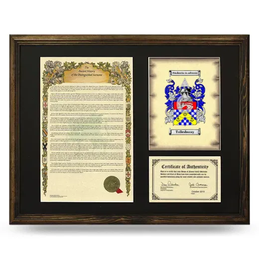 Tollesburay Framed Surname History and Coat of Arms - Brown
