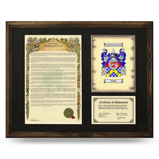 Tollet Framed Surname History and Coat of Arms - Brown