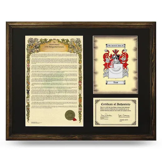 Toot Framed Surname History and Coat of Arms - Brown