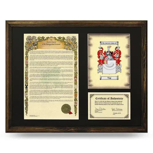 Top Framed Surname History and Coat of Arms - Brown