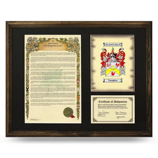 Twemlow Framed Surname History and Coat of Arms - Brown