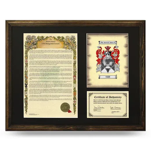 Udill Framed Surname History and Coat of Arms - Brown