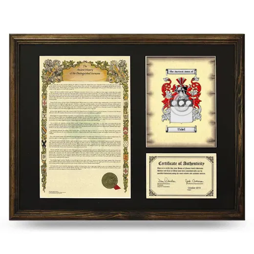 Uriel Framed Surname History and Coat of Arms - Brown