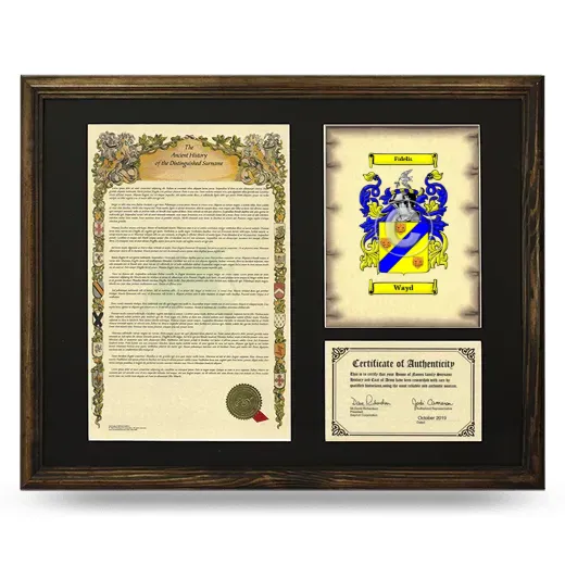Wayd Framed Surname History and Coat of Arms - Brown