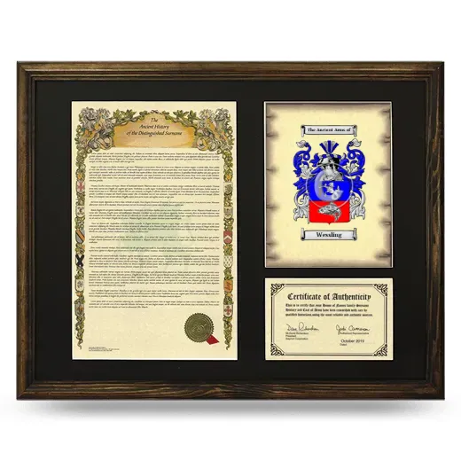 Wessling Framed Surname History and Coat of Arms - Brown