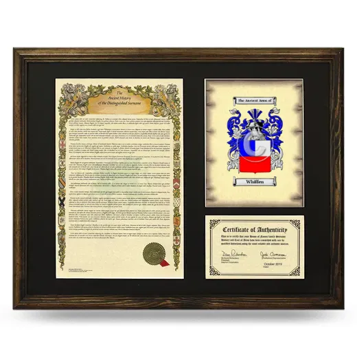 Whiffen Framed Surname History and Coat of Arms - Brown