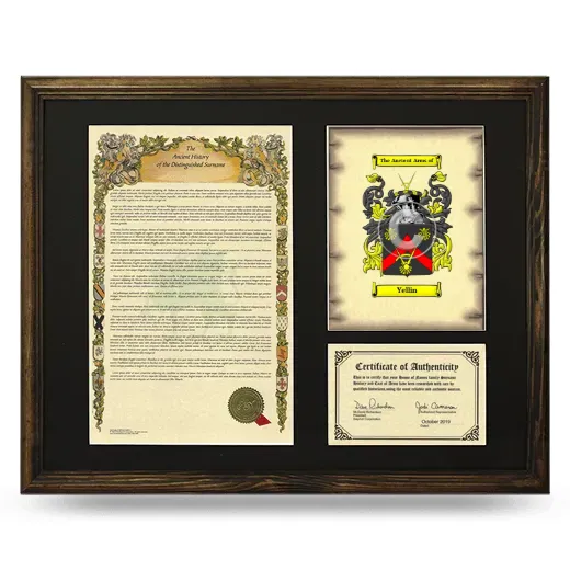 Yellin Framed Surname History and Coat of Arms - Brown