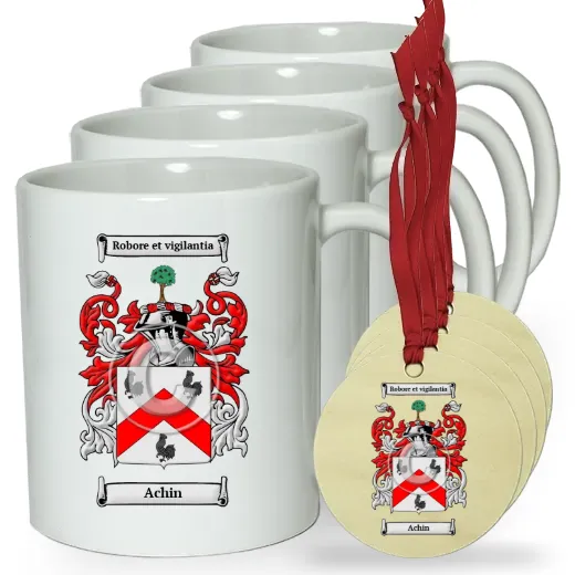 Achin Set of 4 Classic Mugs and Ornaments