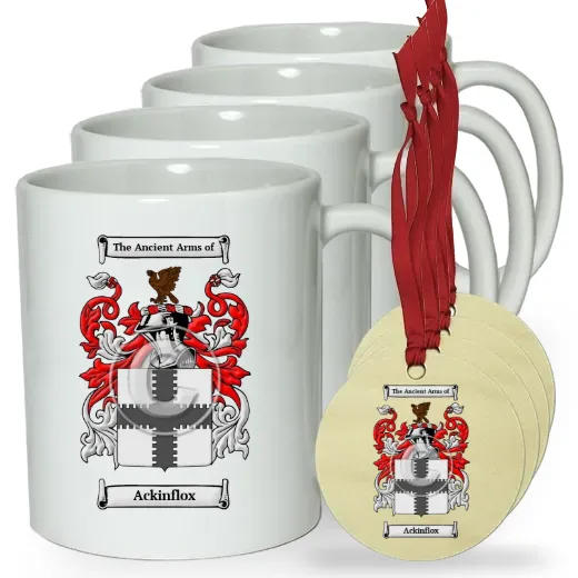 Ackinflox Set of 4 Classic Mugs and Ornaments