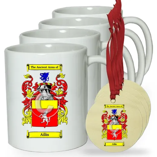 Ailin Set of 4 Classic Mugs and Ornaments