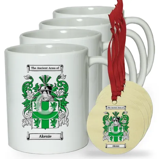 Akenie Set of 4 Classic Mugs and Ornaments