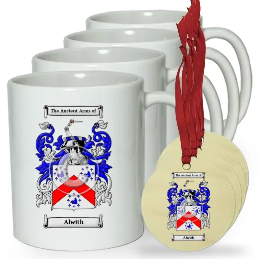 Alwith Set of 4 Classic Mugs and Ornaments
