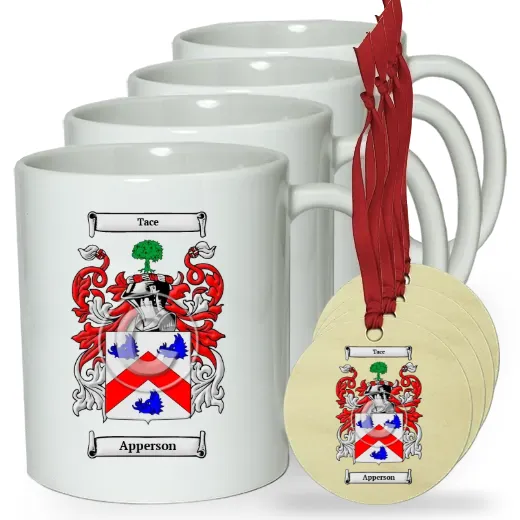 Apperson Set of 4 Classic Mugs and Ornaments