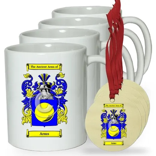 Arms Set of 4 Classic Mugs and Ornaments