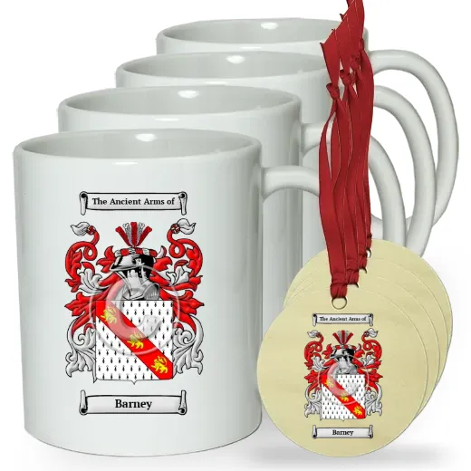 Barney Set of 4 Classic Mugs and Ornaments
