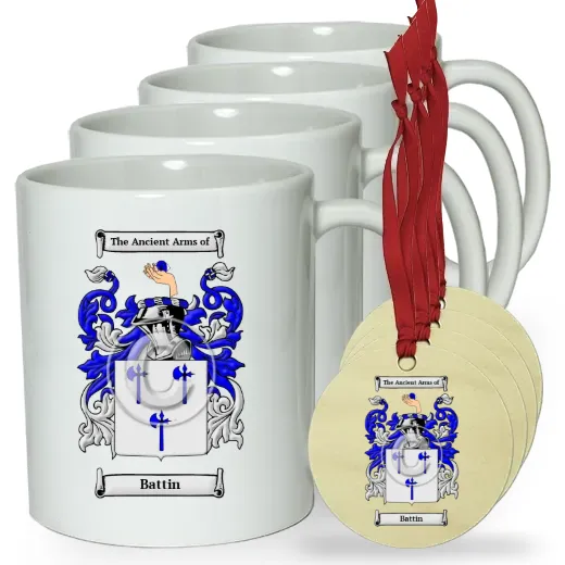 Battin Set of 4 Classic Mugs and Ornaments