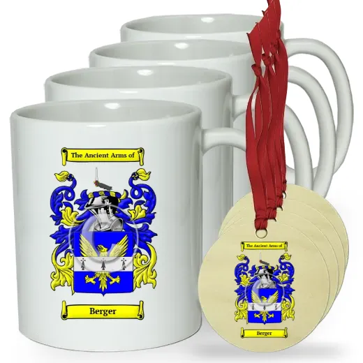 Berger Set of 4 Classic Mugs and Ornaments