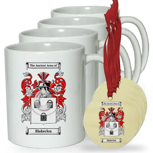 Blakeclox Set of 4 Classic Mugs and Ornaments