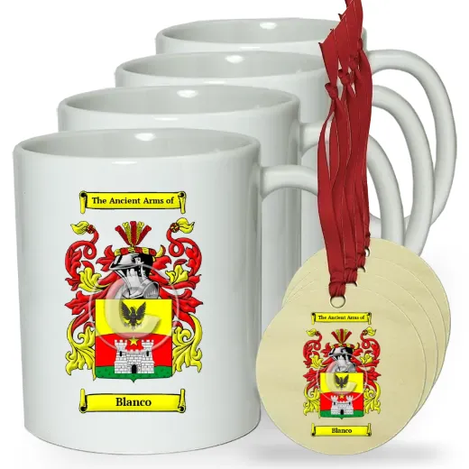 Blanco Set of 4 Classic Mugs and Ornaments