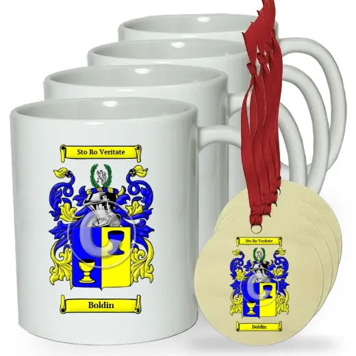 Boldin Set of 4 Classic Mugs and Ornaments