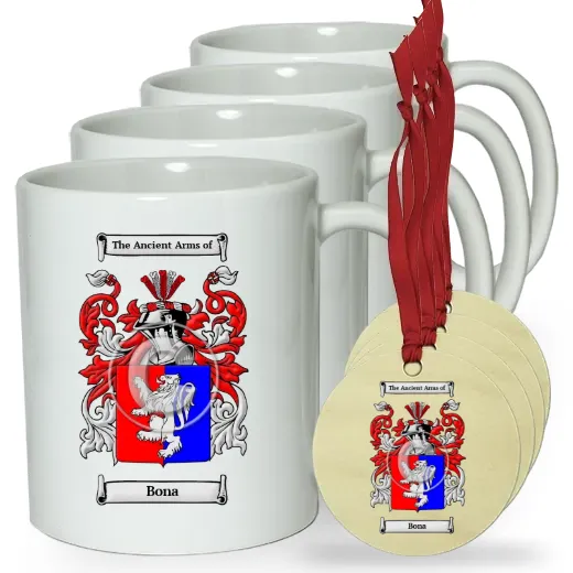 Bona Set of 4 Classic Mugs and Ornaments