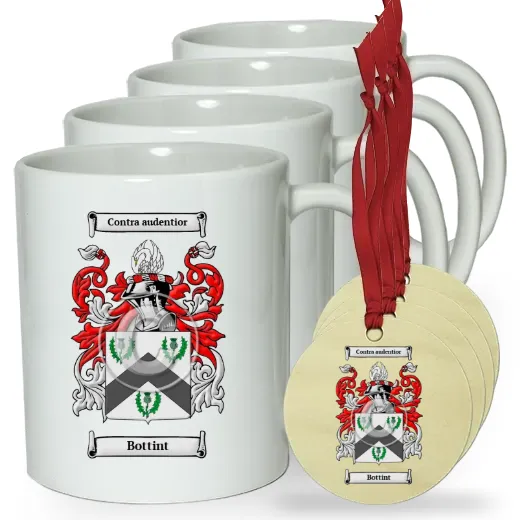 Bottint Set of 4 Classic Mugs and Ornaments