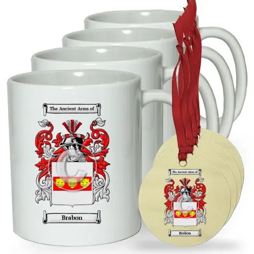 Brabon Set of 4 Classic Mugs and Ornaments