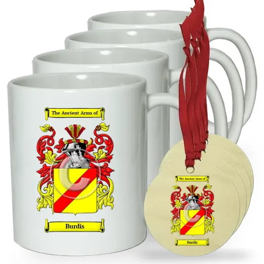 Burdis Set of 4 Classic Mugs and Ornaments