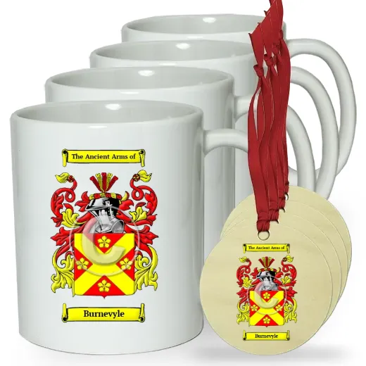Burnevyle Set of 4 Classic Mugs and Ornaments