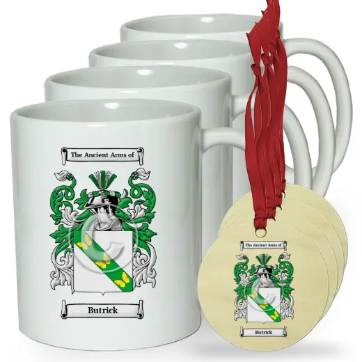 Butrick Set of 4 Classic Mugs and Ornaments