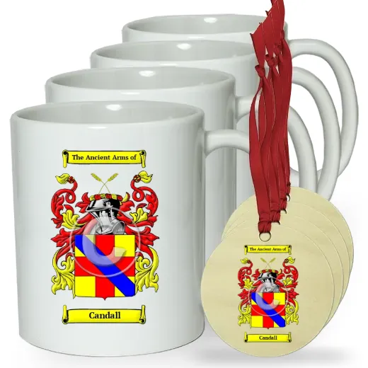Candall Set of 4 Classic Mugs and Ornaments