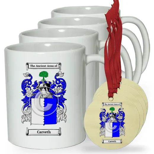 Carveth Set of 4 Classic Mugs and Ornaments