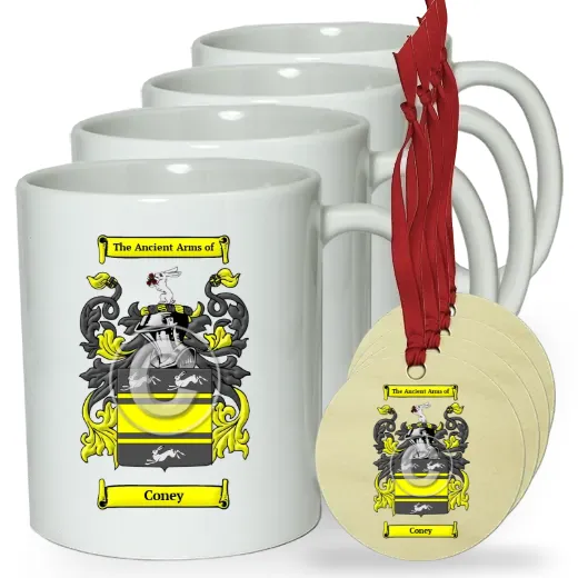 Coney Set of 4 Classic Mugs and Ornaments
