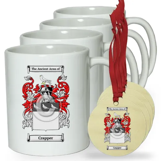 Crapper Set of 4 Classic Mugs and Ornaments