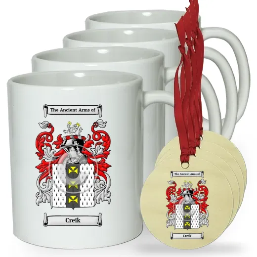 Creik Set of 4 Classic Mugs and Ornaments