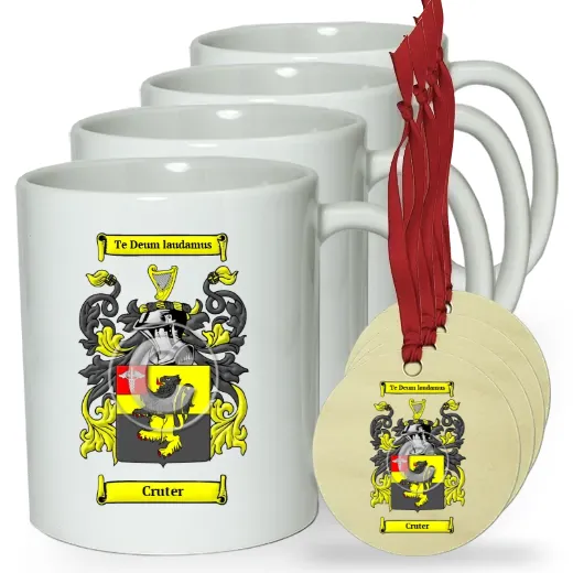 Cruter Set of 4 Classic Mugs and Ornaments