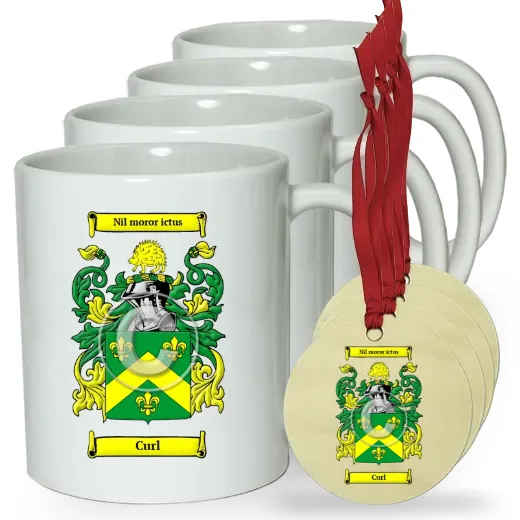 Curl Set of 4 Classic Mugs and Ornaments