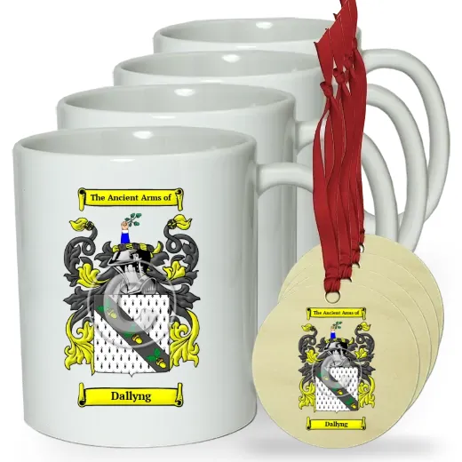 Dallyng Set of 4 Classic Mugs and Ornaments