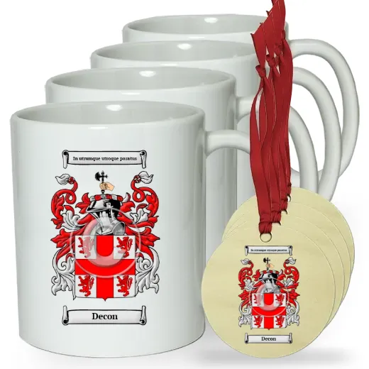 Decon Set of 4 Classic Mugs and Ornaments