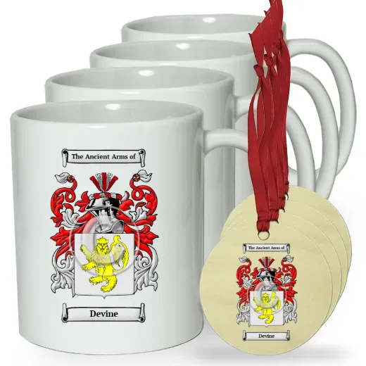 Devine Set of 4 Classic Mugs and Ornaments