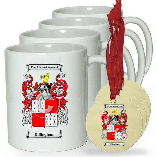 Dillingham Set of 4 Classic Mugs and Ornaments