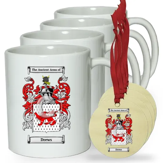 Drews Set of 4 Classic Mugs and Ornaments