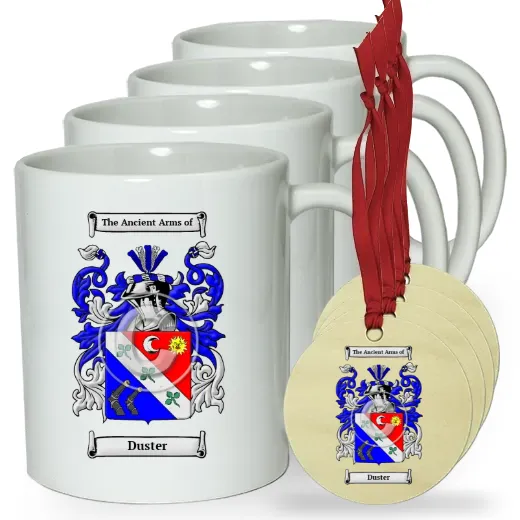 Duster Set of 4 Classic Mugs and Ornaments
